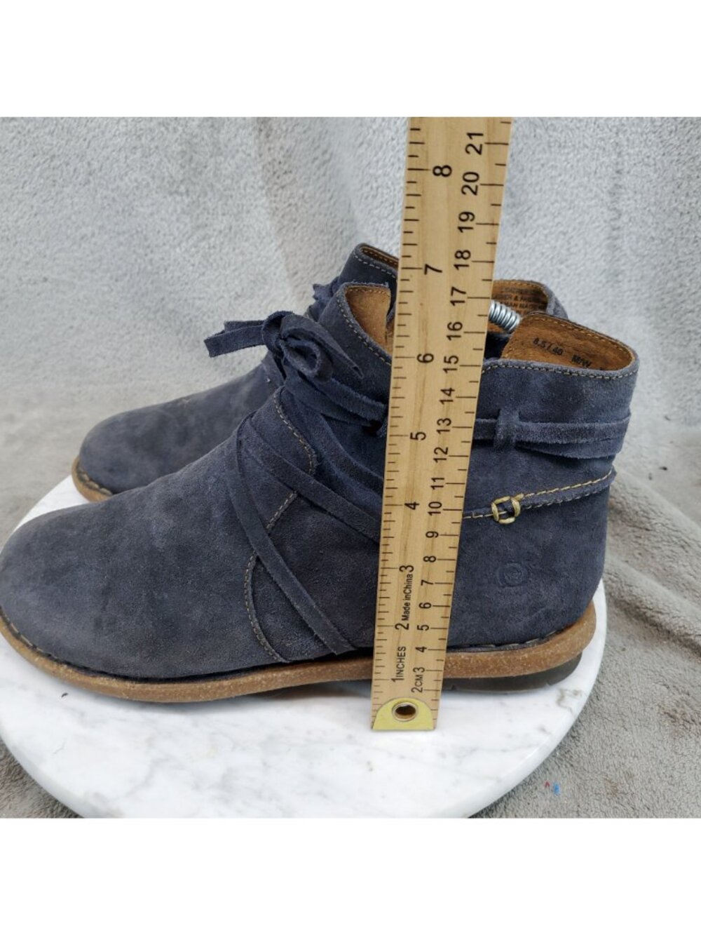 Born Shoes Womens Size 8.5 Tarkiln Navy Blue Suede Ankle Boots *Read* - Picture 2 of 12